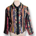Coldwater Creek Vintage  Velvet Patchwork Sequin Jacket Petite Medium Boho Photo 2