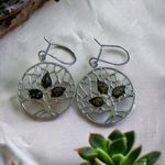 Tree Of Life Sterling Silver & Green Baltic Amber Drop Earrings Photo 4