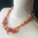 Vintage handcrafted genuine carnelian agate necklace Gold Photo 1