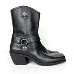 Harley Davidson Vintage Square Toe Harness Boots Cuban Heel Black Logo Size 8 Photo 0