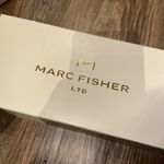 Marc Fisher NIB LTD Leather White/Grey Cerita Slide Heel Sandals Nude Bottom Photo 9