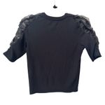 ZARA Tulle Sleeve Ribbed Knit Top Black Small Photo 1