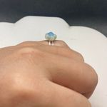 Handmade Blue cz flower stainless steel ring- size 6 Photo 1