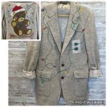 Vintage Handmade One Of A Kind Christmas Womens XXL Coat Hand Painted Wool Teddy Gray Size 2X Photo 1