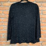 Loft V-Neck Sweater Womens XS Black Speckled Knit Long Sleeve Pullover Keyhole Photo 3