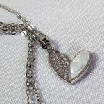 Silver Chain Necklace with Micro Pave and Shell Heart Pendant Photo 4
