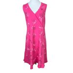 Fresh Produce Dress Medium Pink Floral Surplice V-Neck Lettuce Trim 100% Cotton Photo 12
