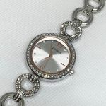 Ellen Tracy  silver tone women’s watch 30mm quartz analog rhinestones running Photo 1