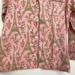 Bedhead Pajama Top Womens L/XL Pink Paris Eiffel Tower Corduroy Button Up Shirt Size L Photo 3