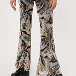 Nasty Gal Marble Print Mesh Flared Pants (S) Photo 0