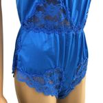 Wonder Maid SMALL VINTAGE 70s USA Blue Lace Teddy Antron Nylon Sissy Snap Crotch Photo 3