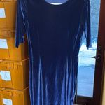 Osklen Navy Blue Elegant Velvet Mini Dress Size Medium Photo 4