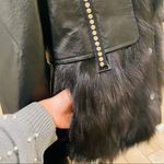 Genuine fox Fur Coat genuine leather jacket vest warm long sleeve trench bomber Jacket Fur Sheepskin Jacket Studs Black Size M Photo 15