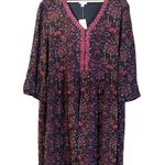 J Jill Womens Oversized Floral Peasant Dress Size 2X Boho Artsy Cottage Loose Purple Photo 0