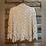 Boston Proper Crochet Three Quarter Sleeve Jacket Cream Medium Boho Cottagecore Photo 2