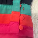 Miami Navy Blue Long Sleeve Blouse Top Keyhole Neckline Colorblock Retro Sz S Photo 4