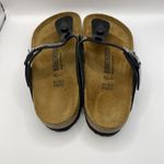 Birkenstock ‎ Black Faux Patent Leather Gizeh Sandals Made in Germany Sz EU 37 W6 Photo 5