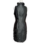 Just Taylor Dress Sheath Size 6P Ruffle Neck Poly Satin Sleeveless Black Holiday Photo 2