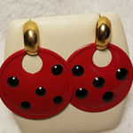 Vintage Red & Black Dot Earrings Red Photo 0