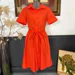 Donna Morgan Larisa Utility Button Front Tie Shirt Dress in Tigerlilly Sz 10 ๐งก๐ Photo 1
