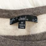 Sioni Cashmere Blend Tan and Brown striped three quarter sleeve sweater Size M Photo 4