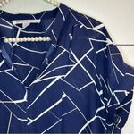 Loyal Hana Cybelle Tunic Blouse Nursing Breastfeeding Tunic Geometric Navy Blue Size L Photo 3