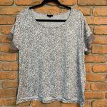 Tahari  Floral Lace Sleeve Top Womens XL Gray White Short Sleeve Blouse‎ T-Shirt Photo 0