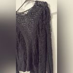 Amuse Society  Black Open-Knit V-Neck Sweater Photo 3