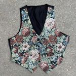 Vintage 90s Pastel Floral Tapestry Dress Vest XL? mauve dusty blue green cream Pink Photo 0