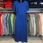 Forever 21  Size Small Low V-neck flutter short sleeve blue maxi dress NWT Photo 4