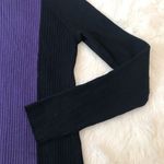 Anne Klein Mockneck Midi Dress Ribbed Color Block Striped Long Sleeve Black XS Photo 4