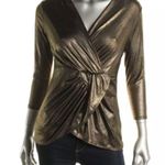 Thalia Sodi Womens  Gold Metallic Top - Sz L Photo 2