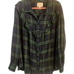 Jessica Simpson Petunia Plaid Ruffle Button Up Shirt 3X Tartan Prairie Western Photo 1