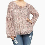 Torrid ✨  Pink Floral Print Chiffon Lace Up Top✨ Photo 0