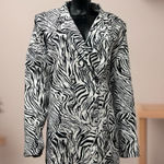 Nasty Gal ‎ Zebra Print Longline Blazer Women’s Size 14 Black White Jacket NWOT Photo 0