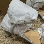 Badgley Mischka  Jewel Silver Strappy Sandals Omari Block Heels 7.5 NIB Photo 6