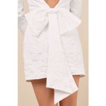 Lulus Elevated Icon White Jacquard Long Sleeve Bow Mini Dress Size M Size M Photo 8