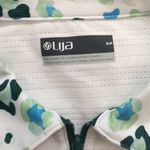 Lija 3/4 sleeves block polo leopard white tops SIze Small Green Photo 2