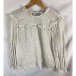 Madewell Mockneck Ruffle Top in Flocked Dot Size Medium Photo 2