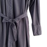 Monrow Asymmetrical Poplin Tie Shirt Dress in‎ Black 100% Cotton, Size Small Photo 8