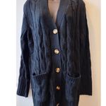 PRETTYGARDEN Women Open Front Cardigan Sweaters Button Down Cable Knit Large Black Photo 0