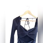 ASTAR The Label Plisse Cut Out Twist Bust Top Black Photo 5