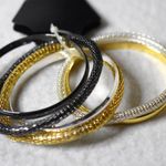 Source Unknown NWT Stackable Mixed Metal/Mesh Black/Gold/Silver Tone 5.5" Grunge Y2K Bracelets Photo 0