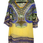 CAbi  Yellow Purple Silk Tunic Sheer Womens XS Swim Coverup Beachy Vacation Wear Photo 0