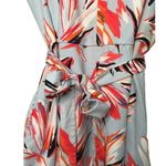 Lane Bryant Tropical V Neck Brush Stroke Sleeveless Belted Dress Light Blue 24 Photo 5