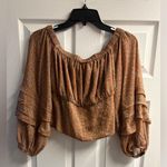 ASTR The Label Neutral Crop Top W/ Floral Print and Smocking Size Large Photo 0