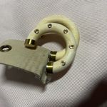 Anthropologie  Cream and Gold Hoop Earrings Photo 1