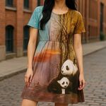 TREU Pandas Scenery Elastic Waist Women’s Dress
Size XL
95% Polyester 5% Spandex Photo 0