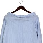 ZARA Oversized Striped Boat Neck Button Down Collar Shirt Long Sleeve XS Blue Photo 5