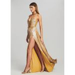 New Retrofête Doss Metallic Gold Pleated Gown Size S Photo 5